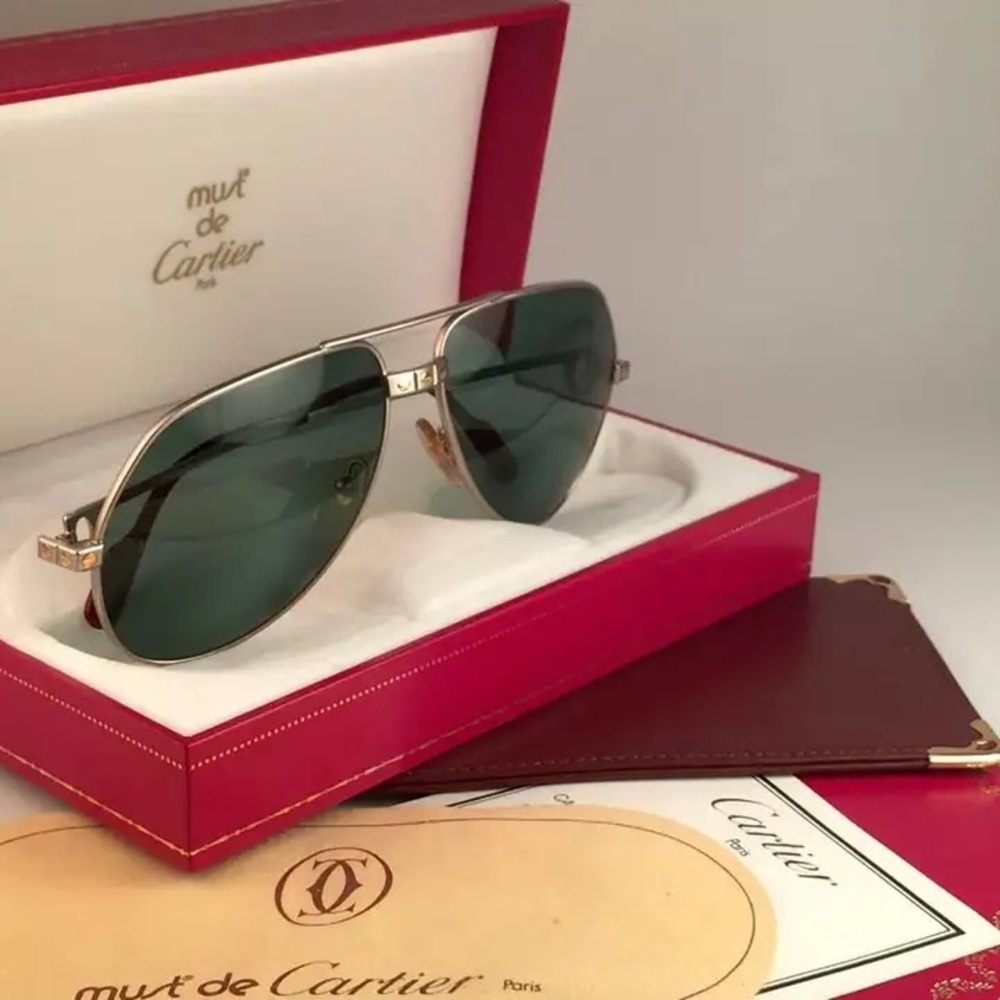 Vintage Cartier Vedome Titanium Aviator Sunglasses